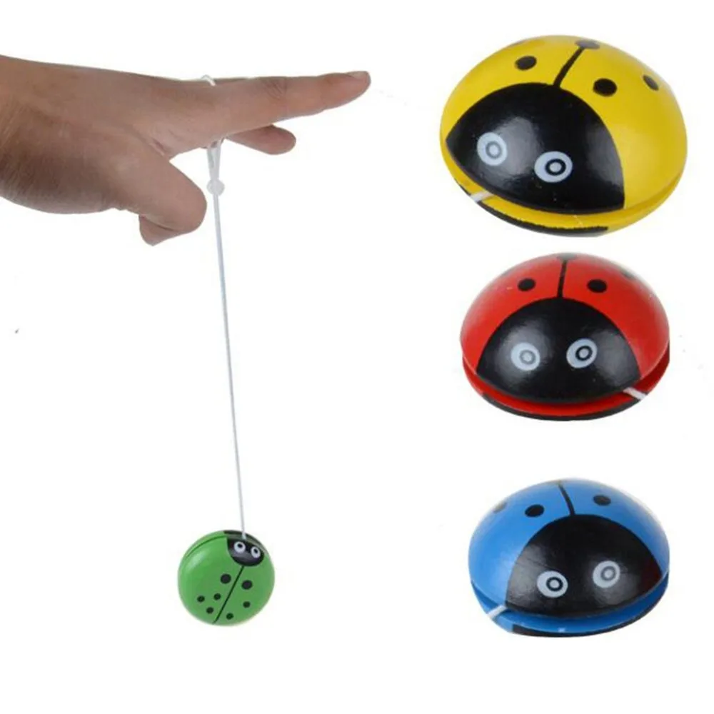 Милое животное деревянное игрушки йойо портативная Божья коровка печать yoyo мяч для детей ручной глаз развития