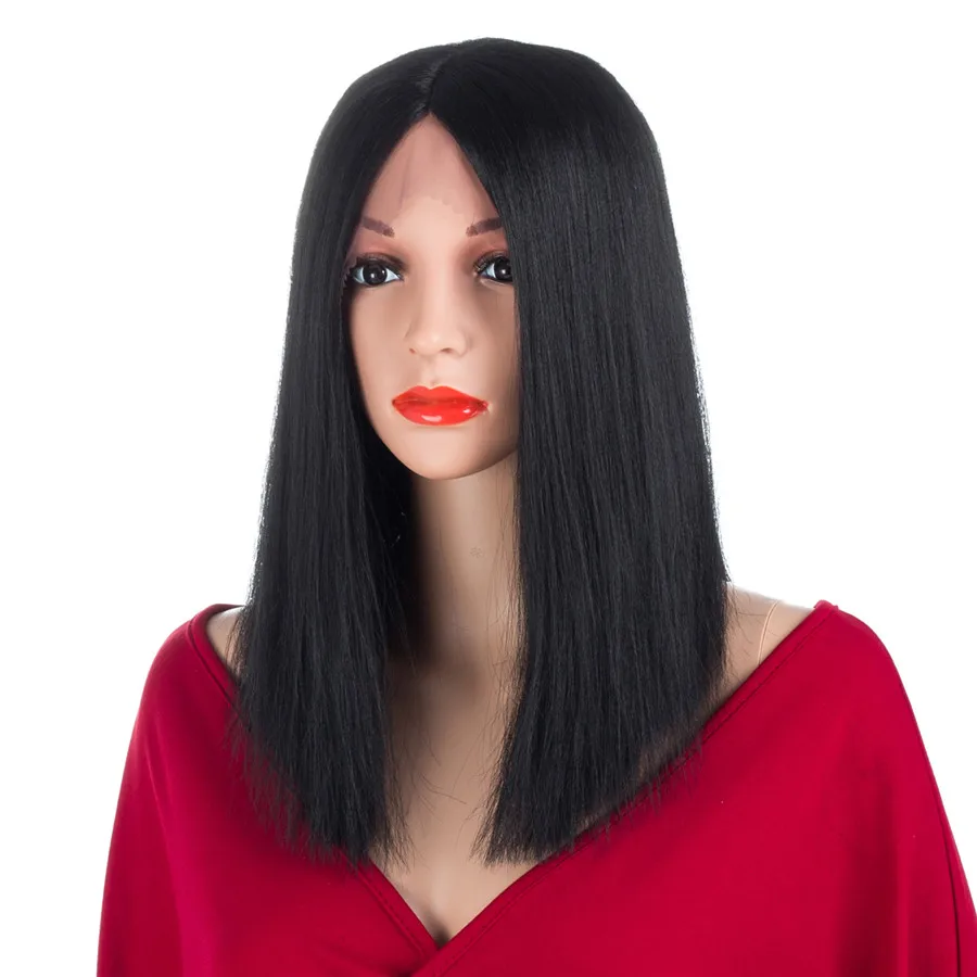 

Aigemei Lace Frontal Wigs Straight 14 Inch 180% Density Hair Wig For Women Synthetic Fiber with Baby Hair