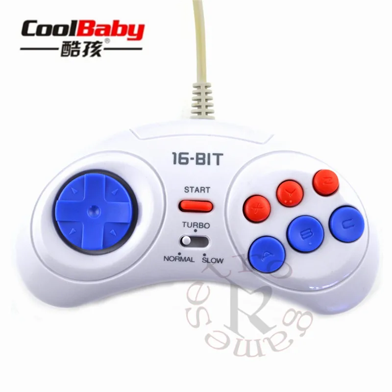 16 бит классический проводной игровой контроллер для SEGA Genesis 6 кнопочный геймпад для SEGA Mega Drive регулятор скорости "быстро-медленно" Белый