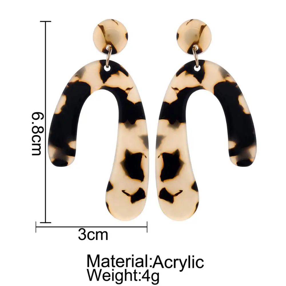 Леопардовые длинные висячие серьги для женщин черепаховый ацетат Смола акрил Za Сердце Звезда круг серьга геометрической формы Pendientes
