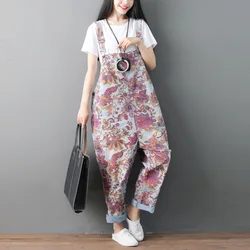 jumpsuits for women 2018 Vintage Floral Printed Denim Overalls Female Preppy Holes Ripped Jeans Romper Denim Pants jumpsuits for women 2018 Vintage Floral Printed Denim Overalls Female Preppy Holes Ripped Jeans Romper Denim Pants