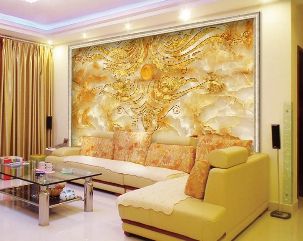 3d murals wallpaper for living room STONE marble backdrop gold pattern