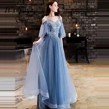 Вечернее Платье Спагетти Ремень It's YiiYa, Обеденные Платья A-Line,Вышивка Лодка Шеи, Зашнуровать Плиссированные, весна-лето, LX1300