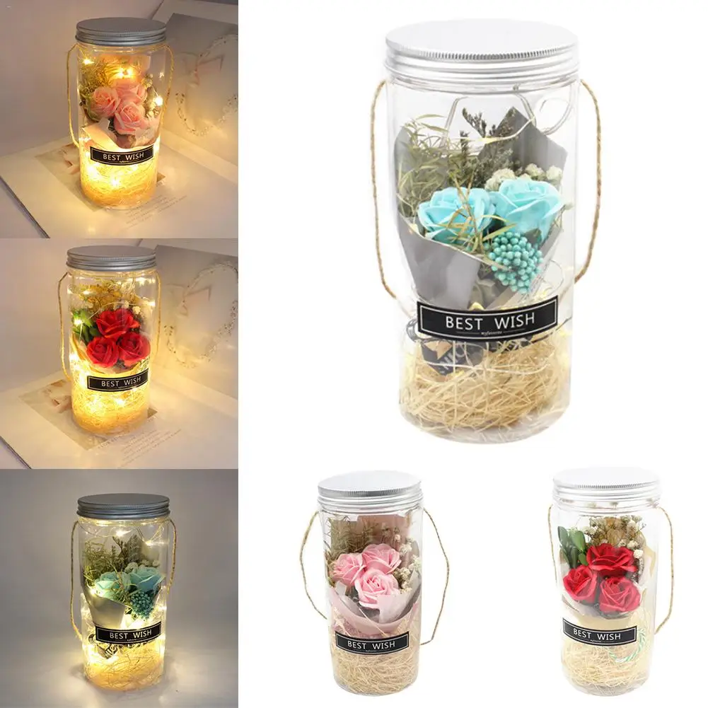 

LED Night Light Rose Lamp Wishing Bottle Desk Light Decor For Valentine's Day Birthday Wedding Gift
