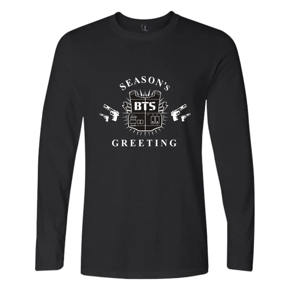 Беговая футболка 2017 BTS Kpop с длинным рукавом Футболки женские футболки Осень Bangtan