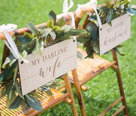 Деревянная свадьба стул знаки для жениха и невесты, деревянный деревенский знаки Darling жена любящий муж деревянный стул украшения