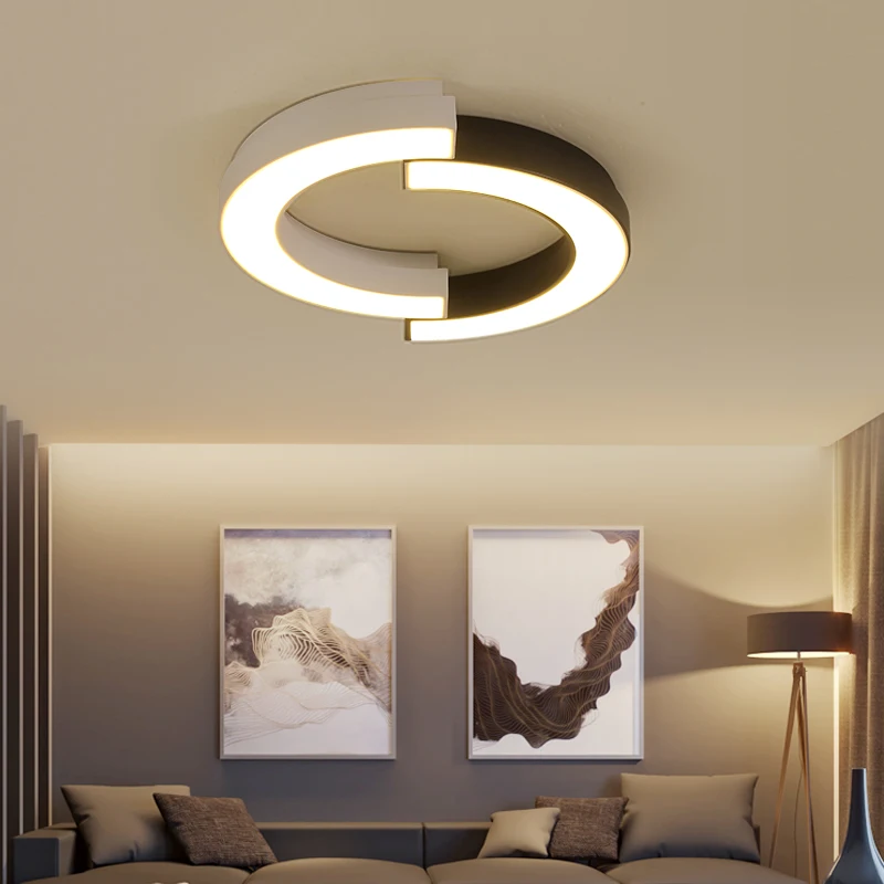 

Modern minimalist living room lights creative round Acrylic chandeliers study led Lustre lamps bedroom Dimmable Chandelier