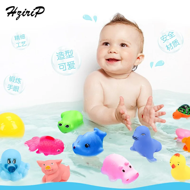 HziriP 20 Pieces/Set Baby Bath Toys Cute Soft Rubber Float Squeeze