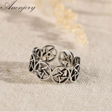 Anenjery, винтажное, индивидуальное, с полой круглой звездой, регулируемое, тайское, серебряное кольцо для женщин, 925 пробы, серебряные ювелирные изделия, anel S-R306