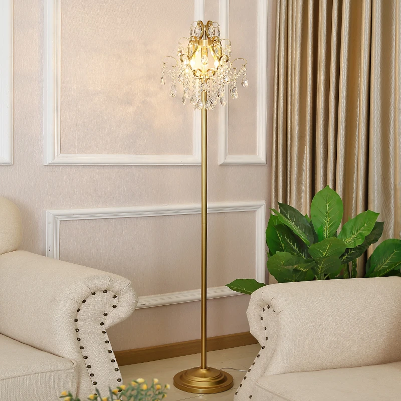 

Crystal Floor Light Fixture Gold Metals Lampada Lights With E14 Bulb Floor Lamp for Living Room Bedroom Dinning Room