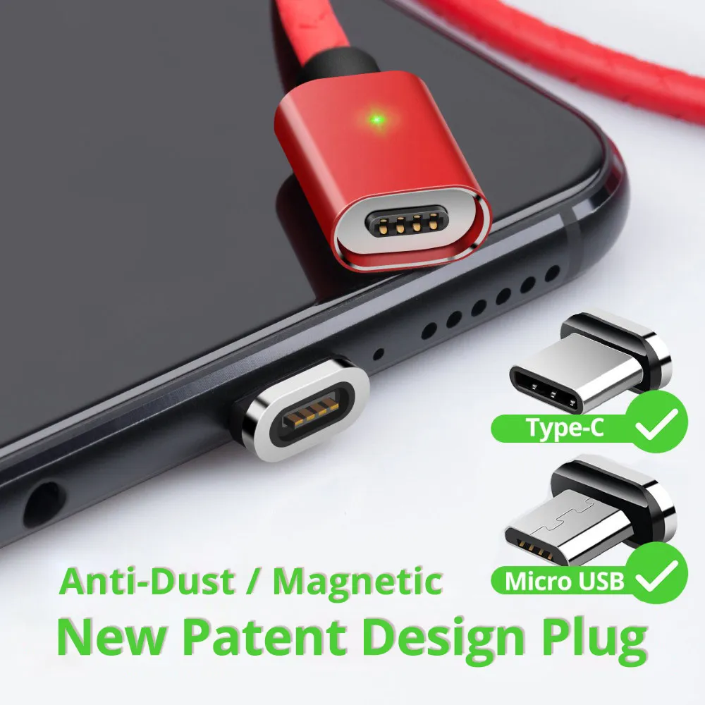 FONKEN المصغّر USB كابل مغناطيسي المغناطيس سريعة تهمة 3A USB نوع C الكابلات 1 m 2 m الروبوت سلك الهاتف المحمول سريع بيانات الشحن الحبل