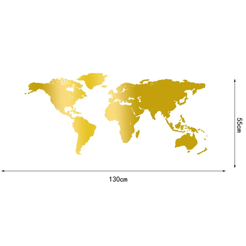 Новая карта мира виниловая наклейка на стену для детских комнат домашний декор для гостиной спальни плакат Золотой Большой Резной виниловый художественный стикер Фреска - Цвет: Golden   55  130cm