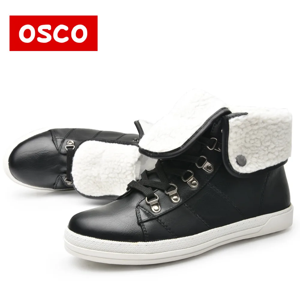 OSCO Brand New Arrival Winter Fashion Women Boots Warm Fur Ankle Snow Boots Black Ladies Style