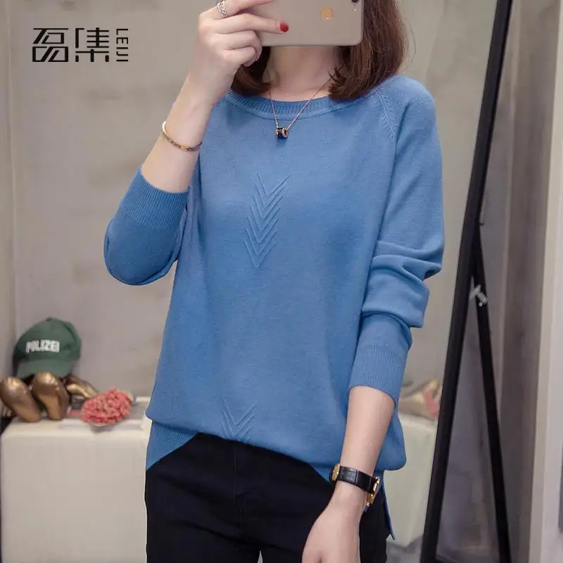 

Sweater Women Plus Size Casual Computer Knitted Warm O-neck Geometric Pullovers Autumn Women Clothes 2019