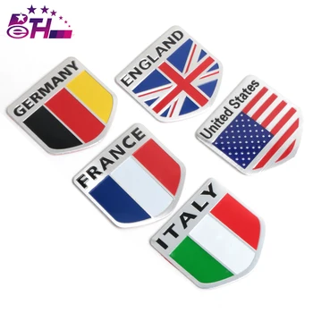 

3D aluminum Italy Germany France UK USA Emblem Badge Decal Car sticker flag nation car-styling Auto motorcycle bicycle