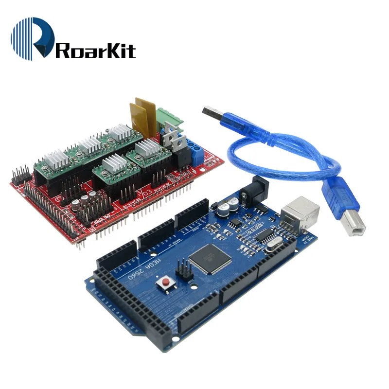 Комплект Reprap Ramps 1 4 с Mega 2560 r3 + Heatbed mk2b ЖК контроллер 2004 Драйвер A4988 торцевые