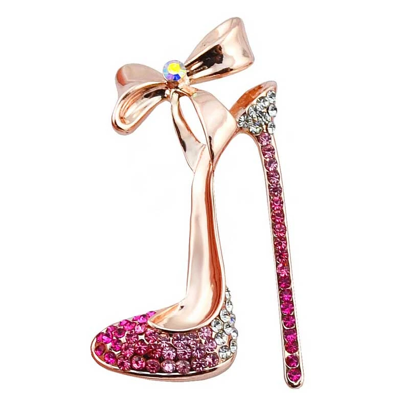 Crystal Rhinestone Broaches High Heeled Shoes Brooch Pin Party Accessories