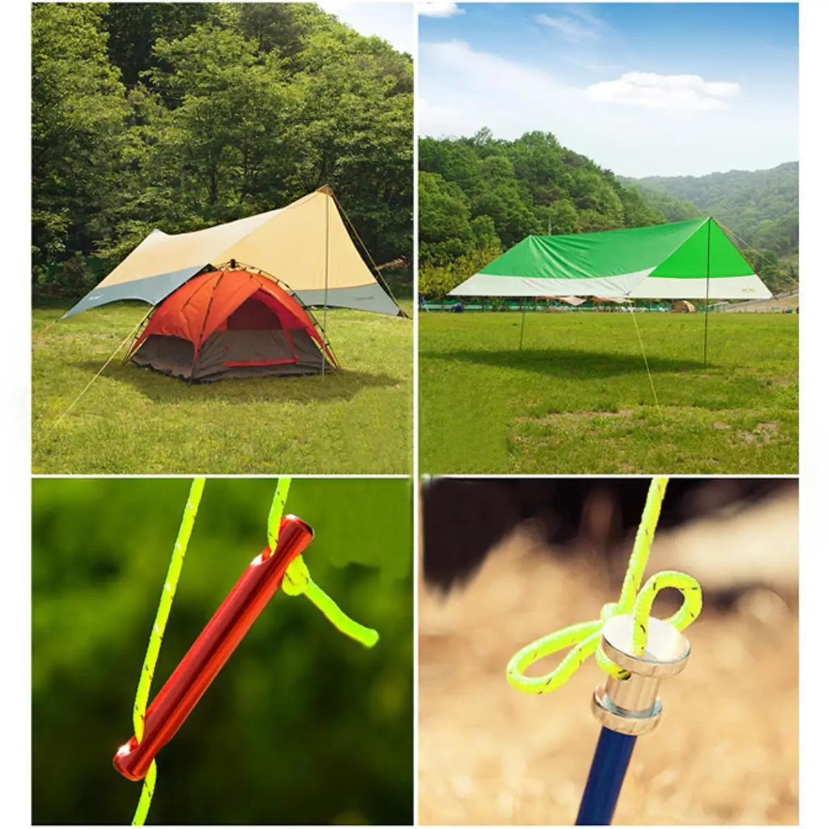 20 м зеленый светоотражающий навес Guyline, веревка, шнур для лагеря, флуоресцентная линия для кемпинга, пеших прогулок, аксессуары для палаток