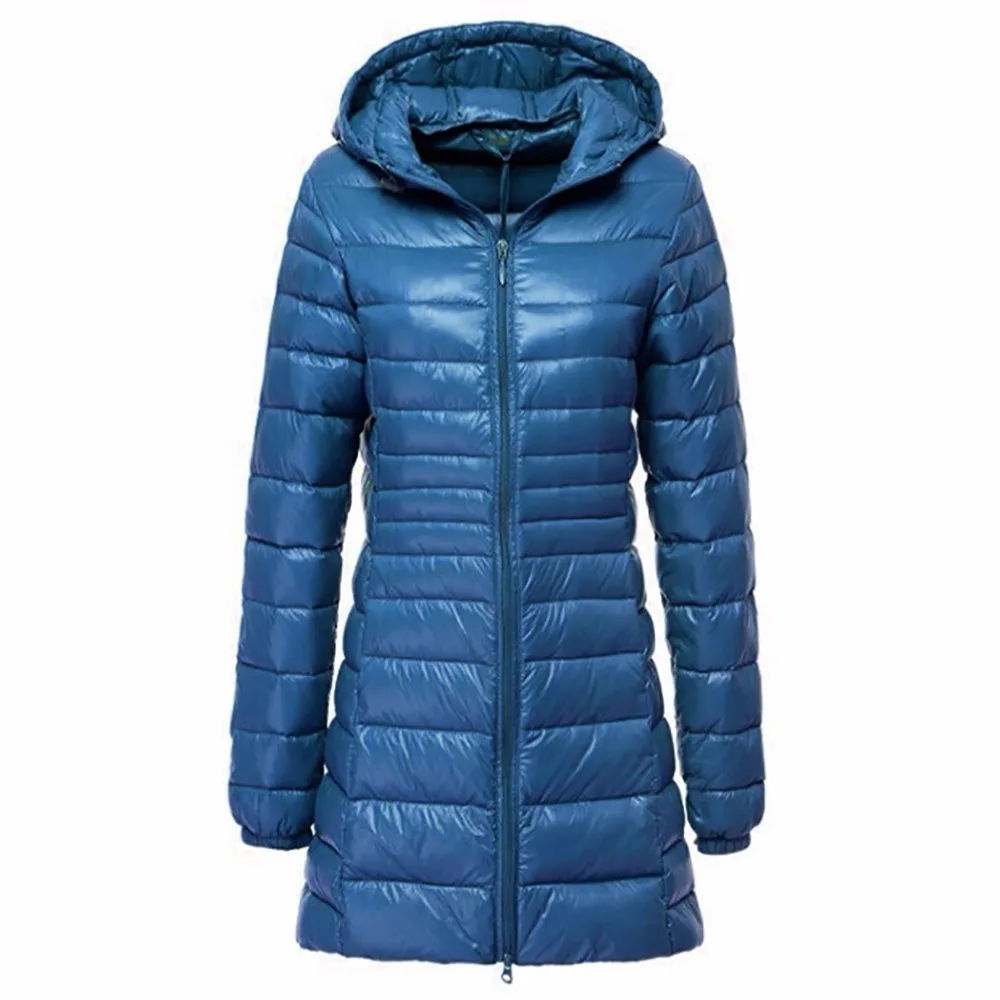 awesome Woman Warm Coat Ultra Light Duck Down Jacket Plus Size Long Female Overcoat Hooded Jackets Winter I