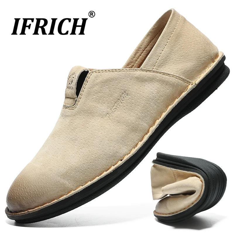 

Spring/Autumn Casual Men Shoes Slip-on Natural Leather Young Boy Walking Shoe Rubber Sole Men Sneakers Fashion Loafers Men Shoes