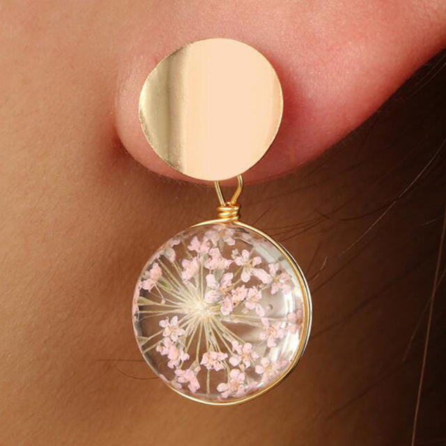 Fashion D  Earrings For Women Golden Color Round Ball Geometric Earrings For Party Wedding Gift Wholesale Ear Jewelry