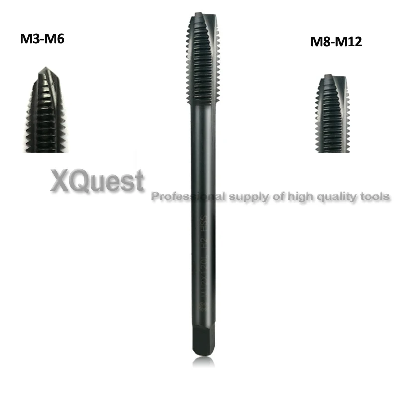 XQuest HSS VAP спиральная Флейта с длинным хвостовиком, краны M3 M4 M5 M6 M8 100 мм, станок для резки, расширенная ручка, спиральная флейта M10 M12 120 мм