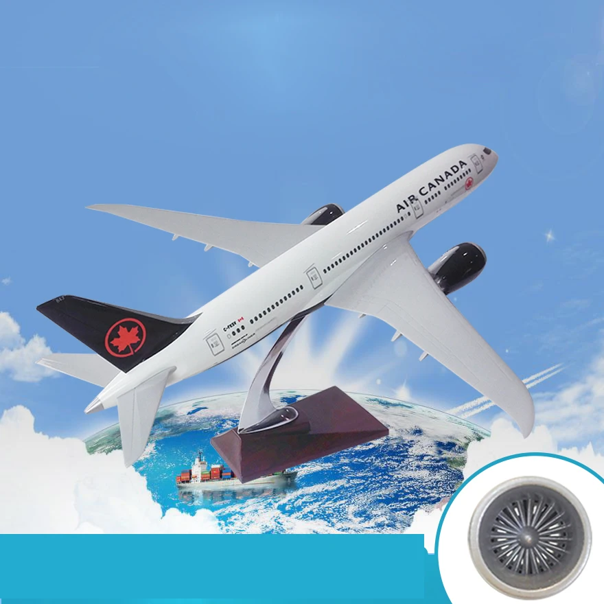 Черно белая модель самолета из смолы 43 см Боинг 787 авиакомпании канадские