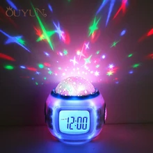 OUYUN Fashion Cool Luminous Snooze Digital Alarm Clock Music Star Sky Digital LED Projection Alarm Clock Kids With Backlight