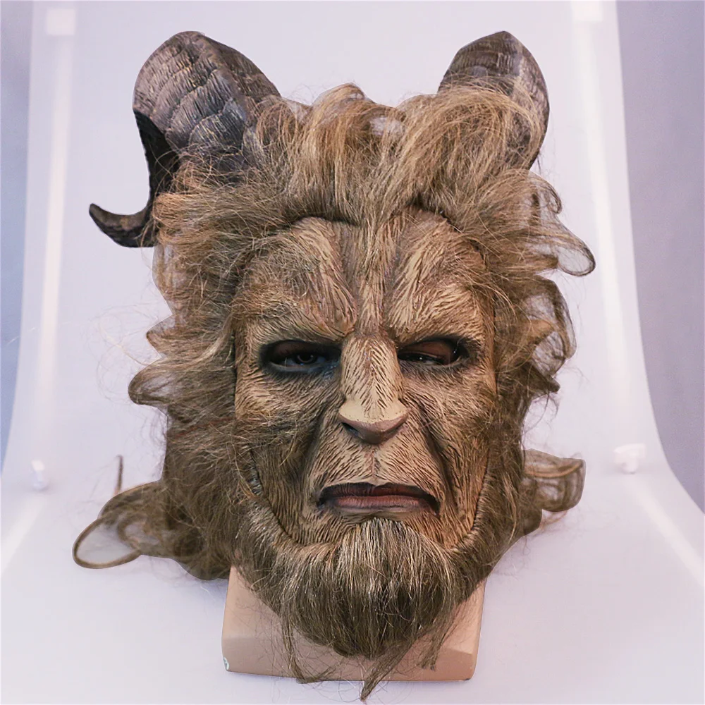 2017 Hot Movie Beauty and the Beast Adam Prince Mask Cosplay Horror Mask Latex Lion Helmet Halloween Party (3)