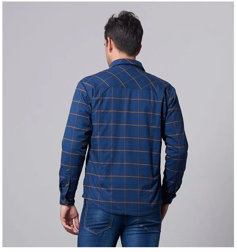 M~ 5XL новые зимние мужские облегающие теплые рубашки синий хлопок плюс размер утолщенная флисовая рубашка мужская повседневная клетчатая с длинным рукавом