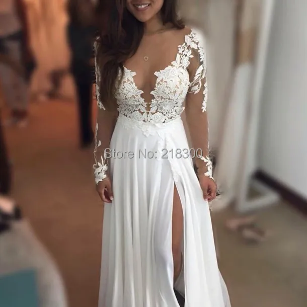 Beach Wedding Dresses with Slit