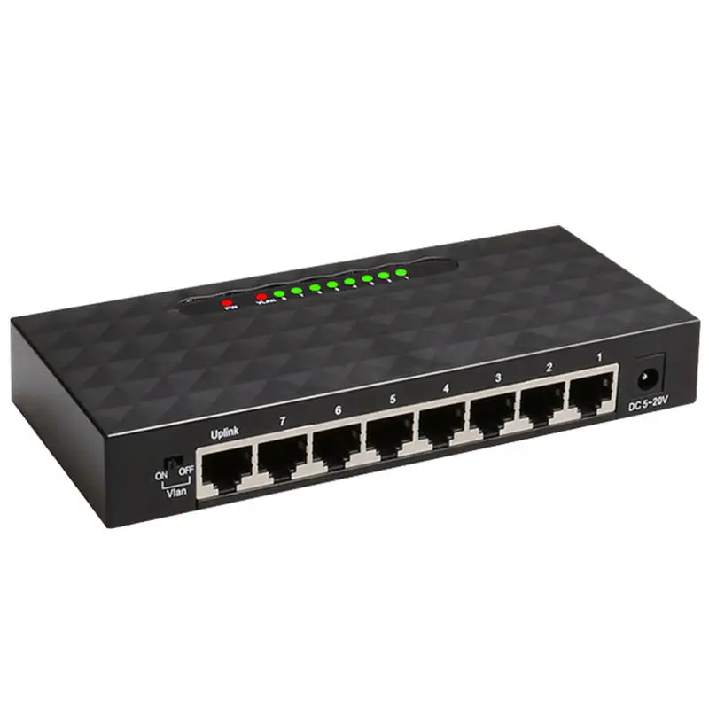 Diewu 8 Port Gigabit Ethernet Network Switch 10/100/1000Mpbs Hub Desktop Lan Hub Full/Half Duplex Exchange Ethernet Smart Swit