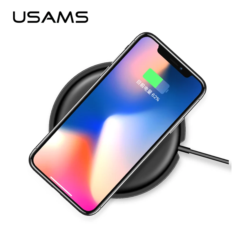 

USAMS Qi Wireless Charger for Samsung Galaxy S9 S8 S7 USAMS Fast Wireless Charging Pad for iPhone 8/X/8Plus 10W Wireless Charger