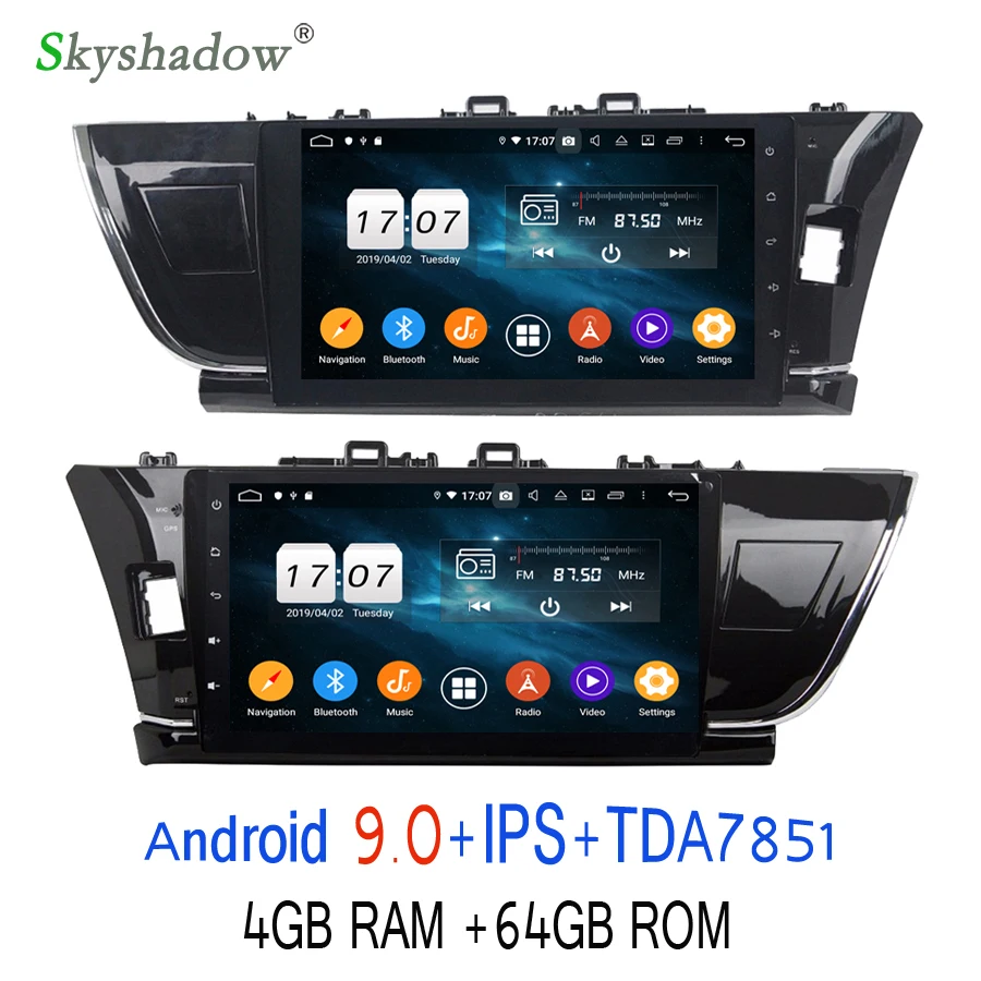 TDA7851 Android 9,0 для Toyota COROLLA левый правый 4 Гб+ 64 ГБ Автомобильный dvd-плеер Wifi 4G Bluetooth RDS радио gps ГЛОНАСС карта