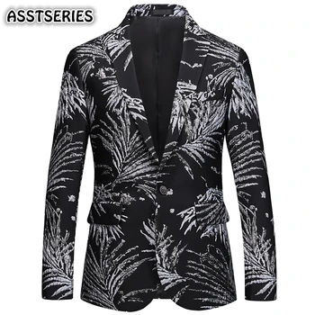 

Men Blazer Large Size 6XL Slim Fit British Style Black Pattern Fashion Casual Business Gentleman Formal Wear Americana Hombre