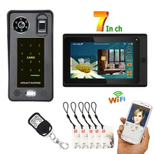 7 дюймов сенсорный экран проводной wi-fi-отпечаток пальца IC карты видео телефон двери дверные звонки домофон с двери Система контроля доступа