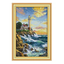 Радость воскресенье crossstitch комплекты Приморский маяк(2) DMC14CT11CTcottonfabric гостиная dininghall Ресторан Главная Отель живопись