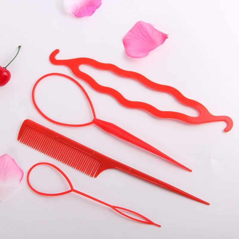 

4Pcs Fashion French Hair Braiding Tool Women Braider Roller Bun Maker Hair Sponge Plait Twist Styling Tool Diy Holder Clip Hair