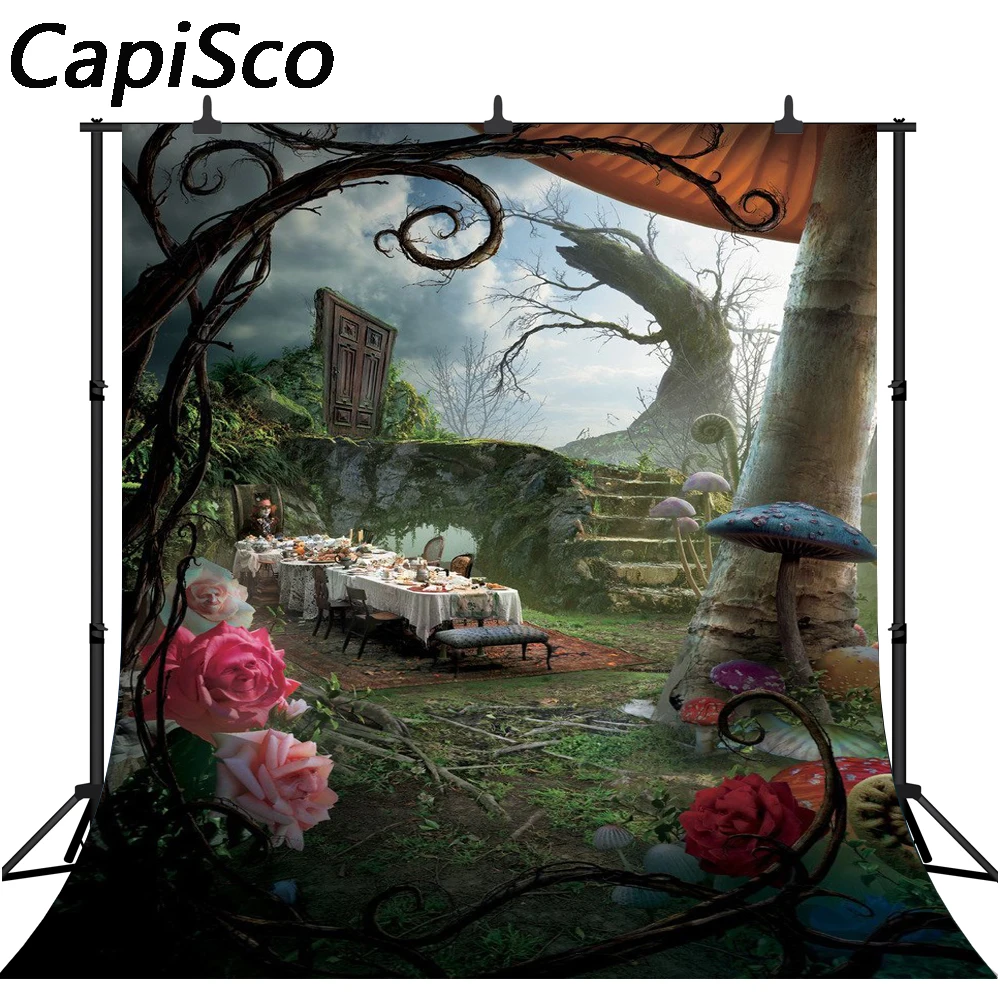 

Capisco Fantasy Fairy Tale Wonderland Dinner Child birthday party Photography Backdrop Customized Photo Background Studio Prop
