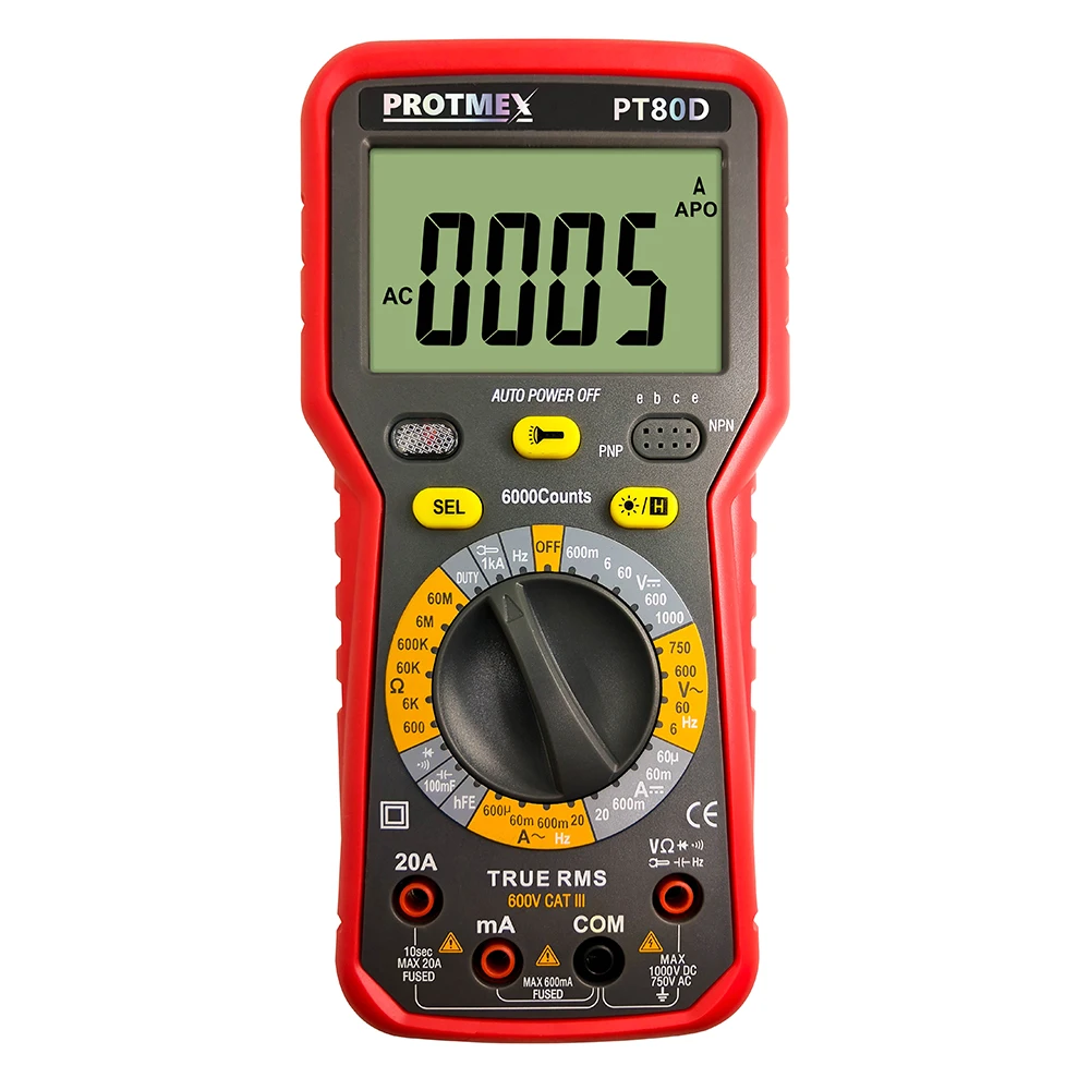 

PROTMEX 6000 counts Display TRMS Autoranging Automotive Car Motor Multimeter Frequency Capacitance
