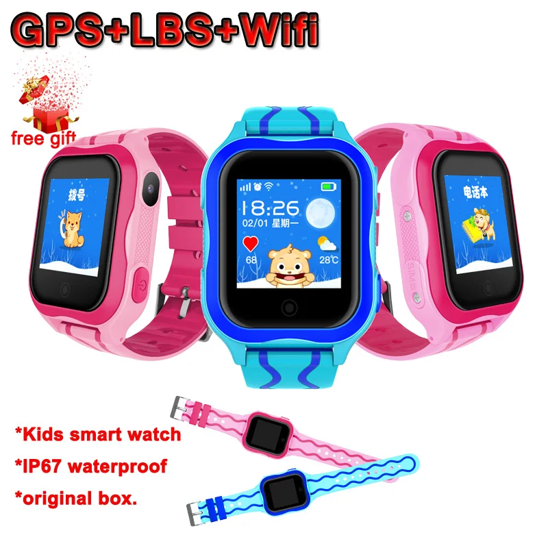

A32WS Kids Smart Watch GPS LBS Wifi Antil-lost Tracker for Children IP67 Waterproof Baby Smartwatch Wristband SOS Wristwatch.