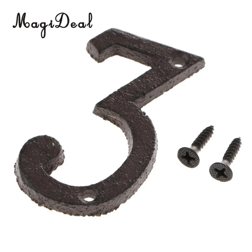 2pcs Cast Wrought Iron Black Antique House Door Number Signs Digits Sticker Plate 1 3