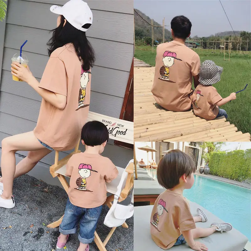 

Family Matching Clothes Mother Son and Father T Shirt Clothing Baby Boys Girls Short Sleeve Cartoon T Shirt Kids Pullovers Tees