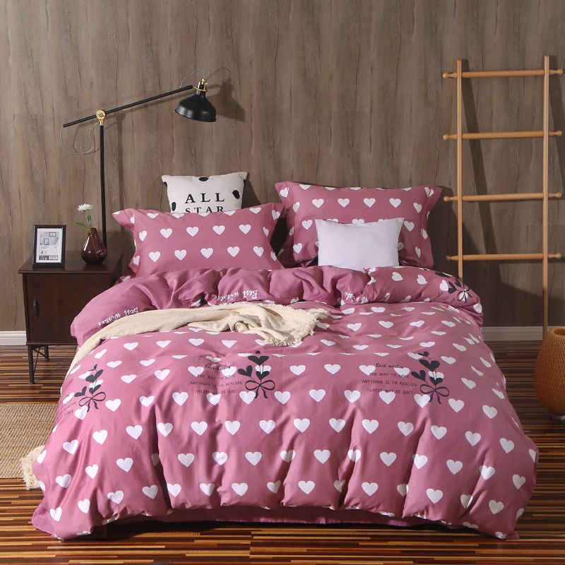 white heart love print 60S Egyptian cotton 4PCS bedding sets, luxury