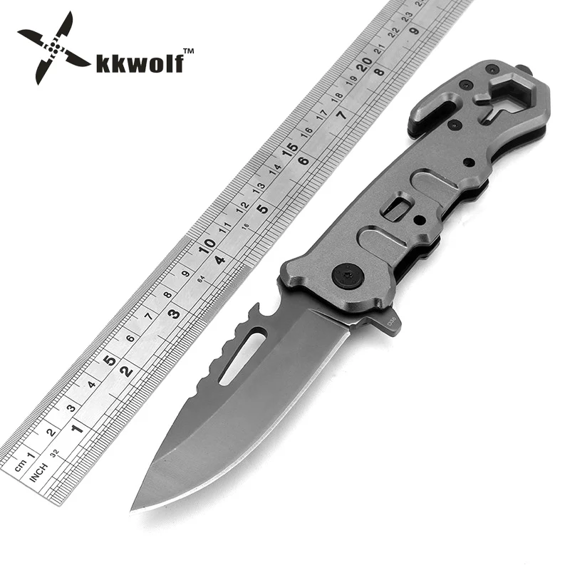 

Hot! Utility Survival Folding Knife SF D38 Rescue Camping Knife Tactical Pocket Knives hand multi tools gray titanium coat blade