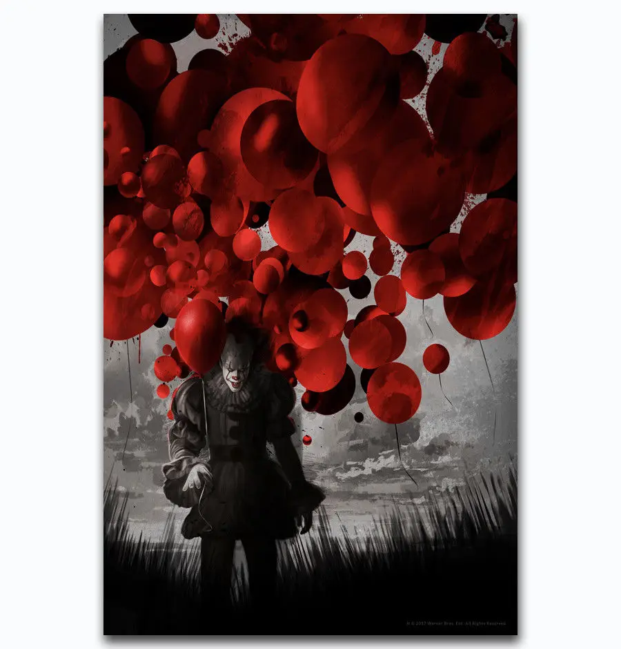 IT 2017 Movie Stephen King Hot New Horrible-Silk Art Poster Wall Sicker Decoration Gift