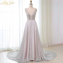 BeryLove A Line серебряное блестящее розовое строгое длинное вечернее платье блестящее женское вечернее платье с большим шлейфом выпускное платье Robe De Soiree
