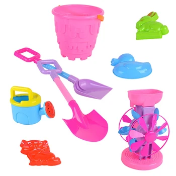 

8pcs Baby Beach Toy Set Plastic Shovel Bucket Shovels Rake Hourglass Bucket Children Outdoor Beach Playset Sand Set for Children