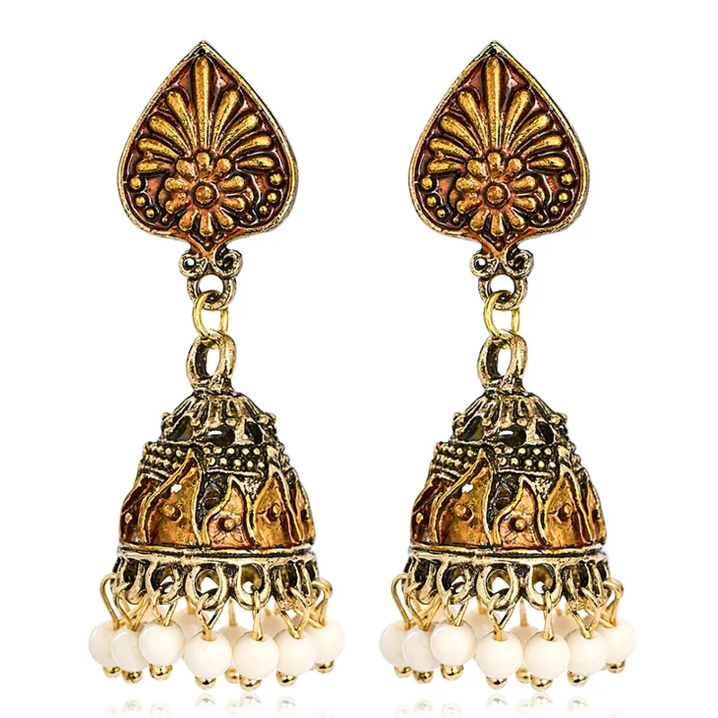 SHUANGR цыганские украшения индийская Jhumka длинные маленькие колокольчики-Серьги Античный этнический многоцветный Висячие Серьги Brincos - Окраска металла: S01142