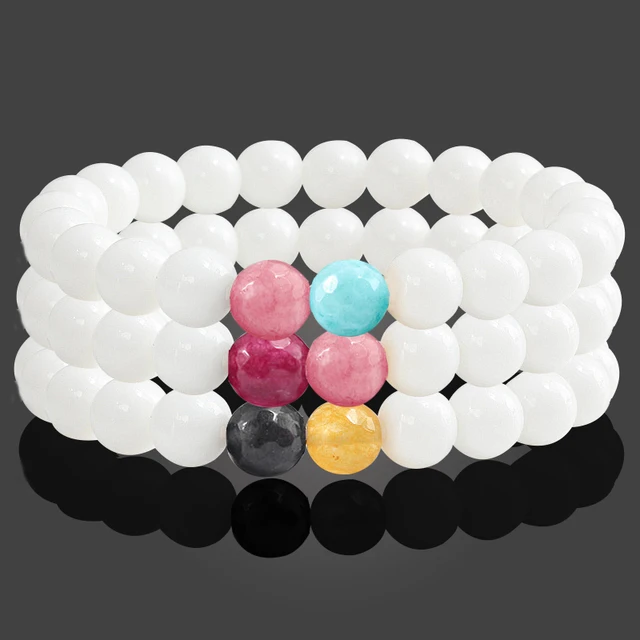 Fashion 8MM White Porcelain Stone Charm Women Men Bracelets Couple Distance Brac Fashion 8MM White Porcelain Stone Charm Women Men Bracelets Couple Distance Brac